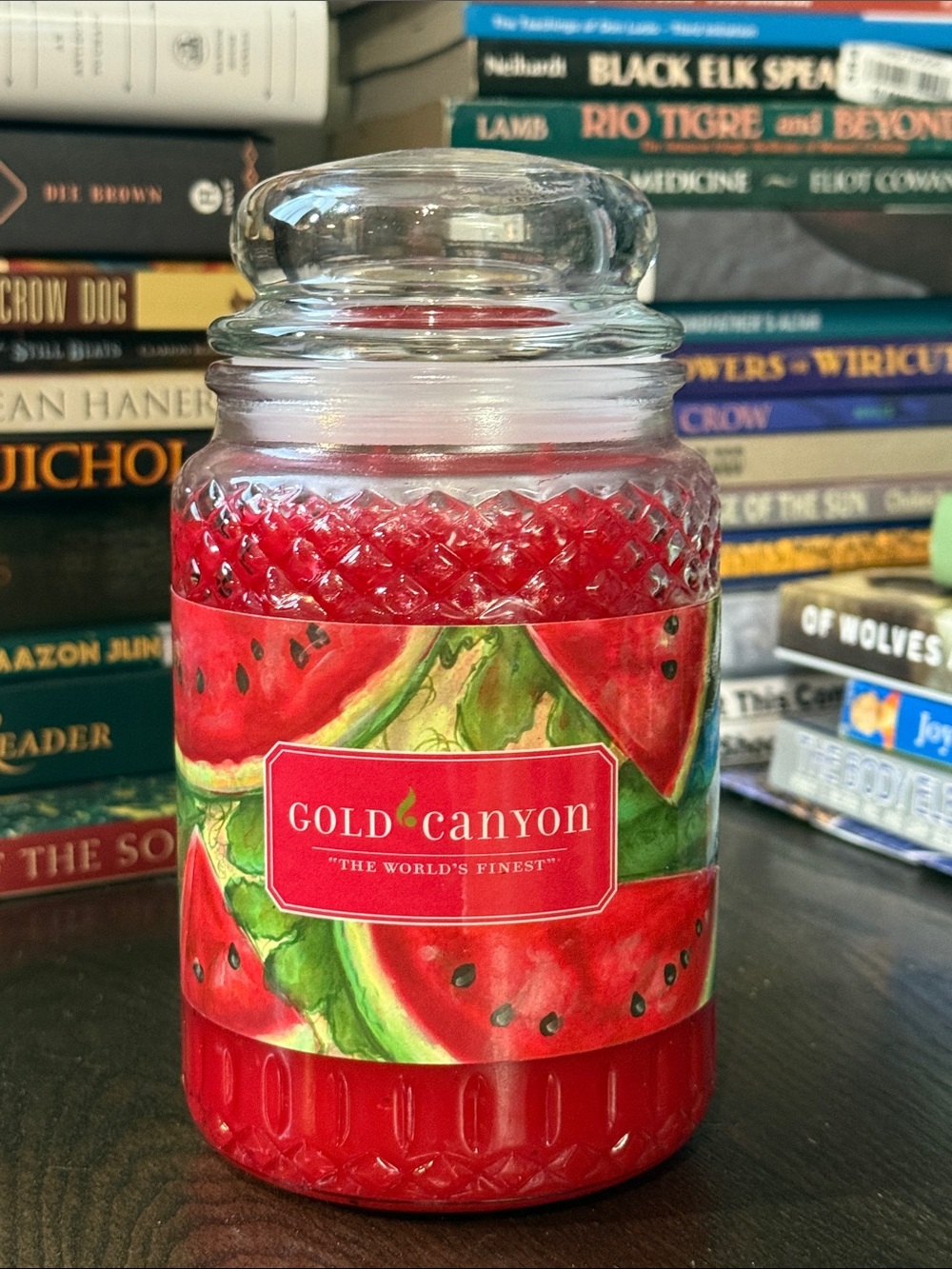 NEW Gold Canyon 26 oz Heritage Glass Jar Candle Fresh Watermelon Scent Retired